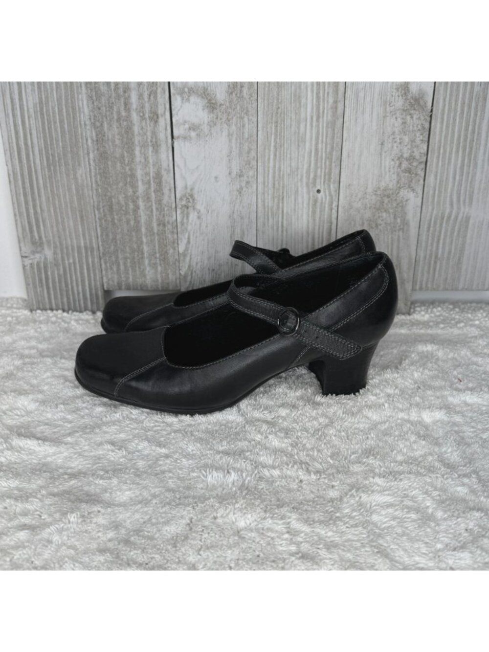 Clarks Black Leather Mary Janes Size 8 M - Picture 6 of 11